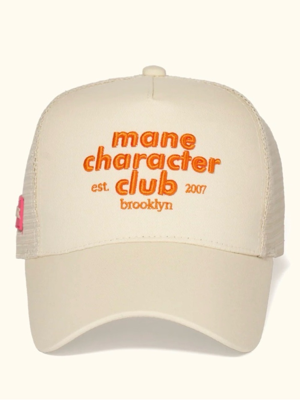 NWT Amika Mane Character Club trucker baseball hat beige orange